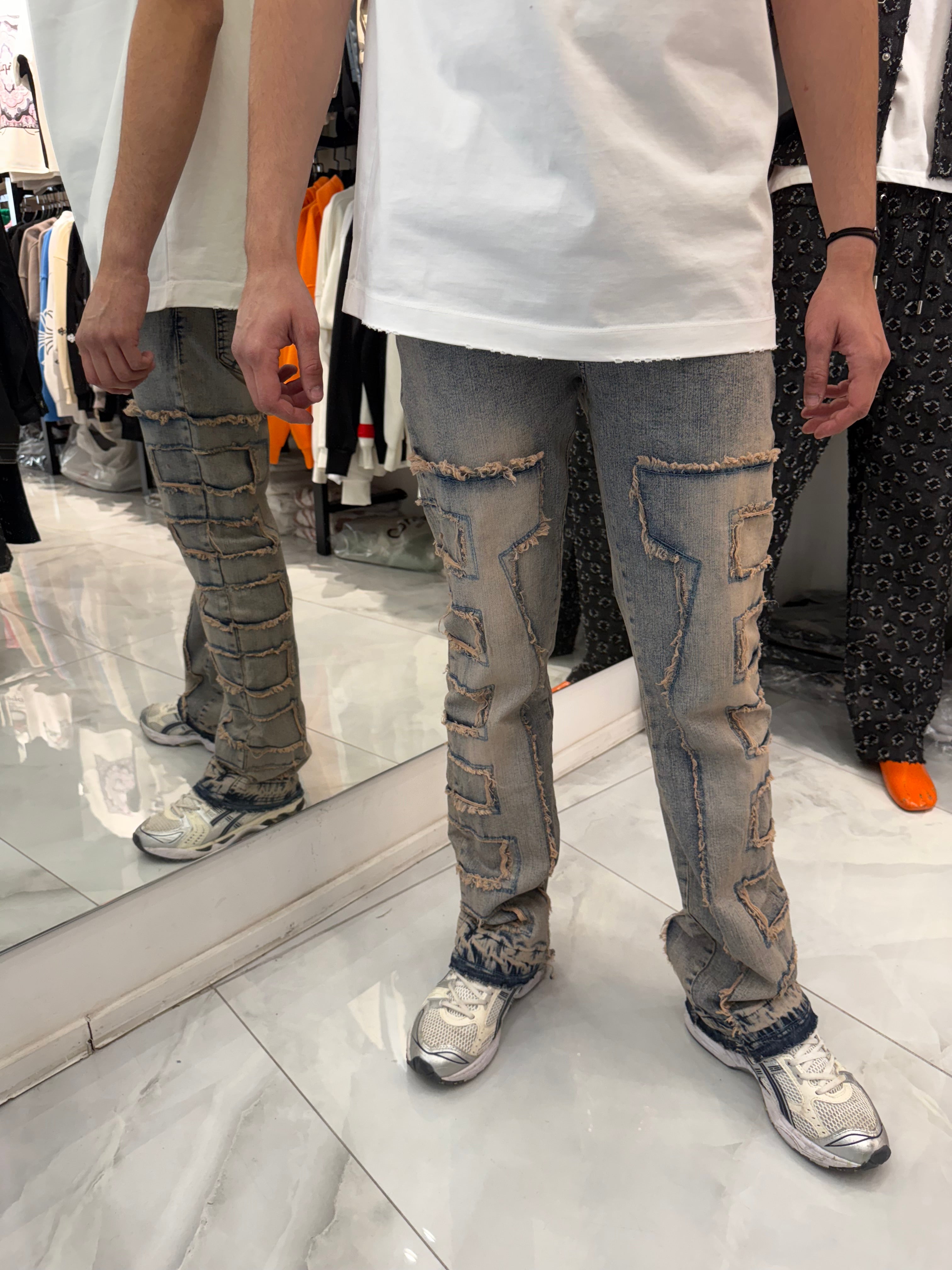 Jean Flaire Patch Bleu délavé