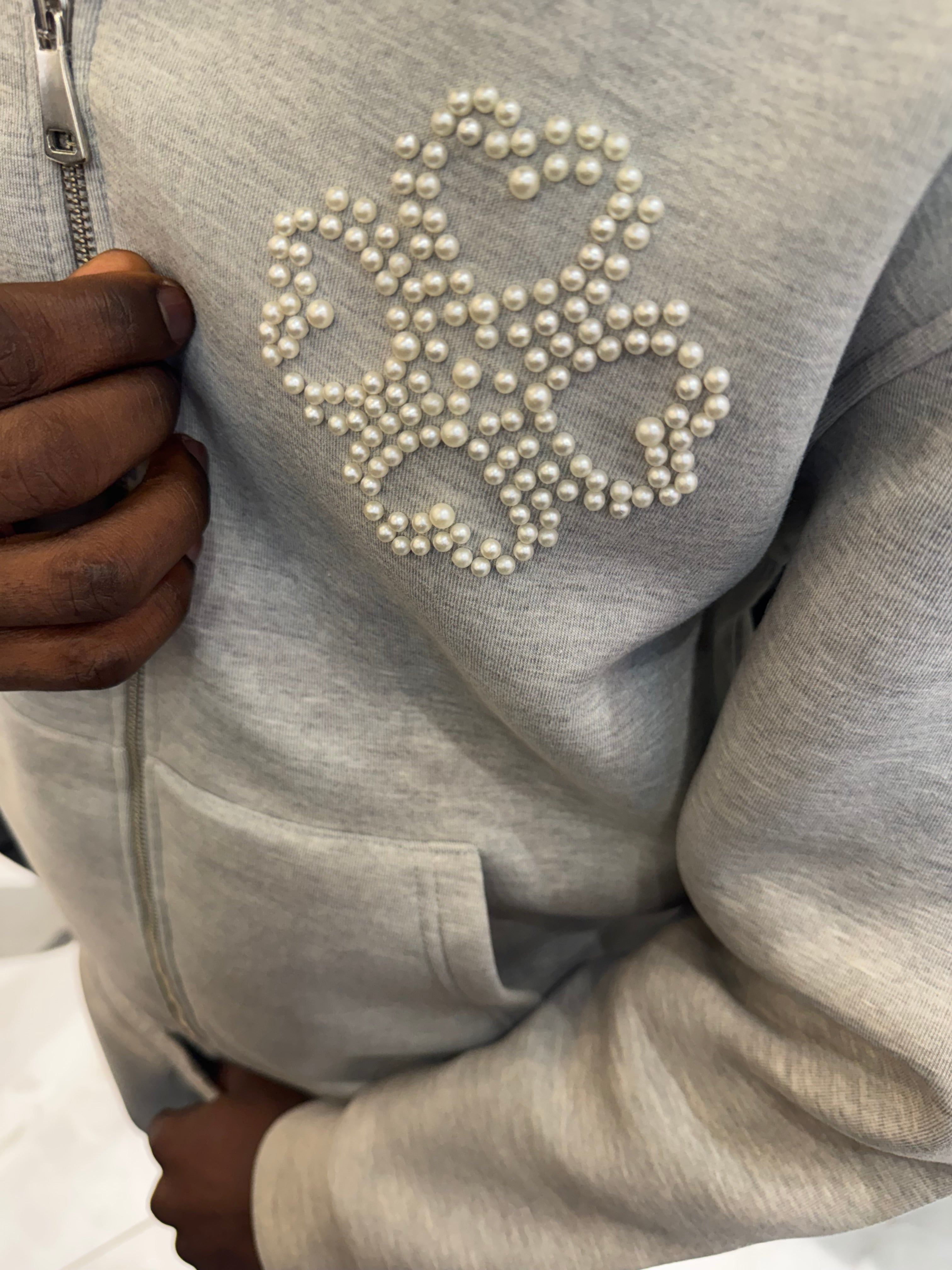 Ensemble a Trèfle Strass Gris