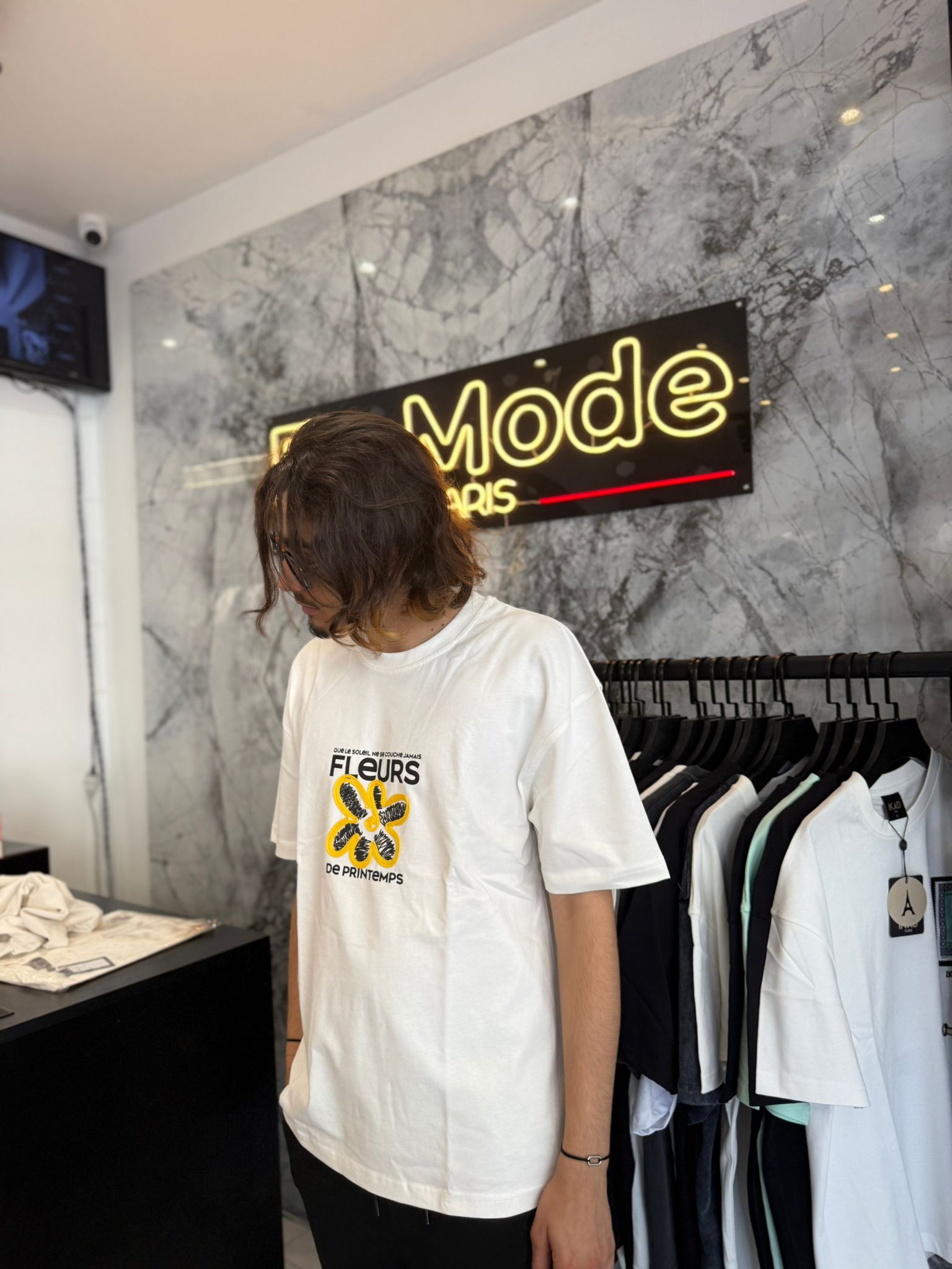 T shirt Flower Blanc