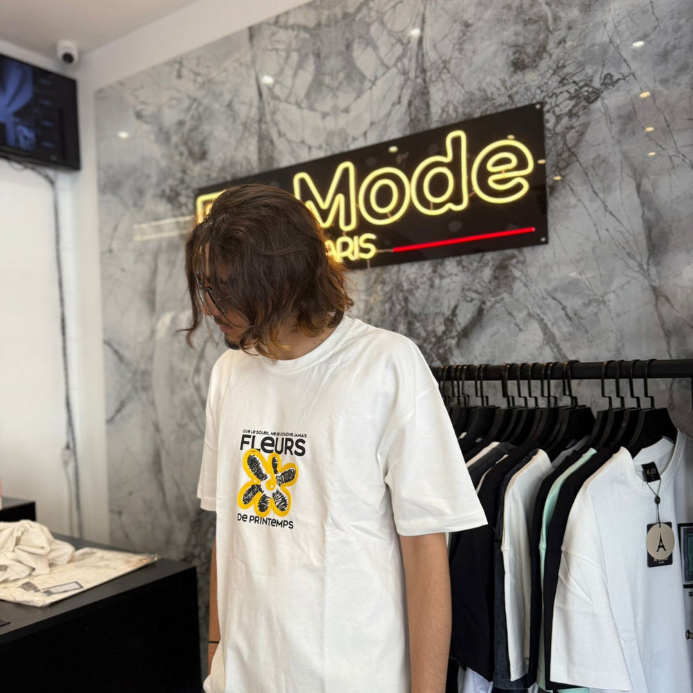 T shirt Flower Blanc