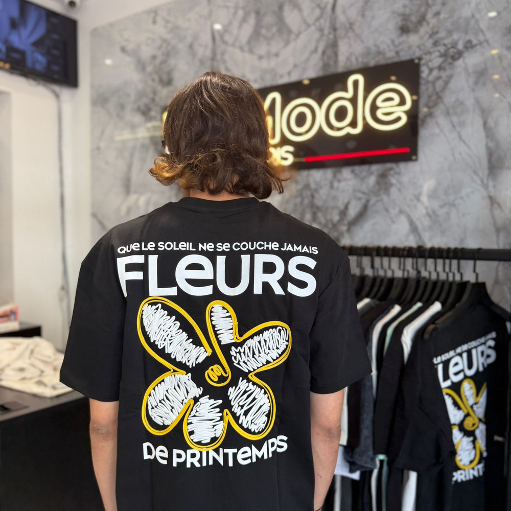 T shirt Flower Noir