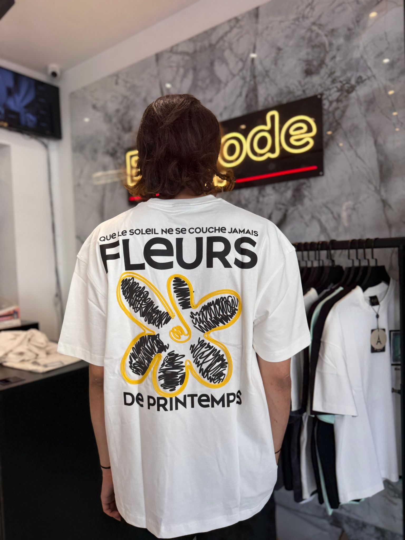 T shirt Flower Blanc