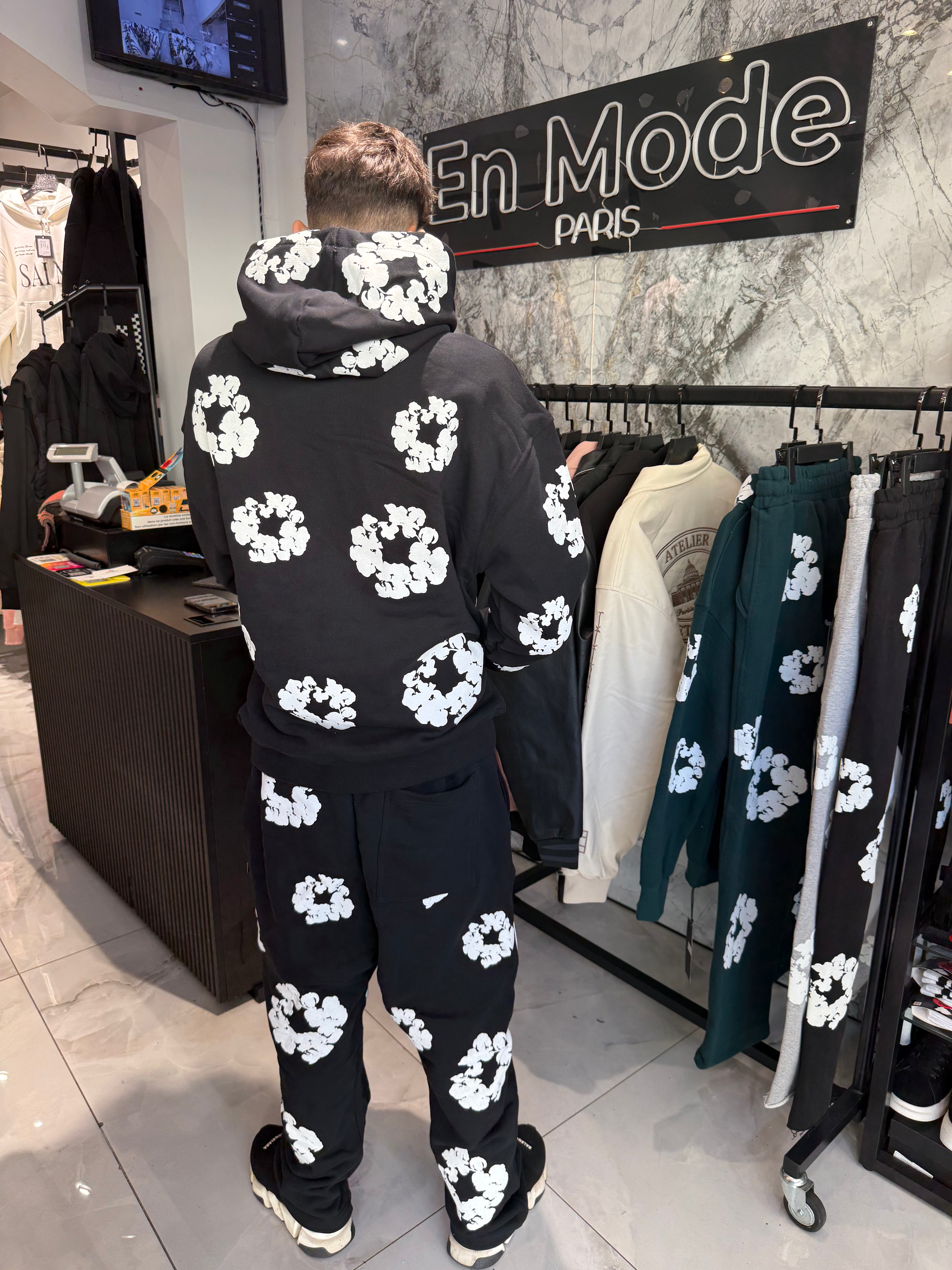 Ensemble Denim Flower Noir Sweat