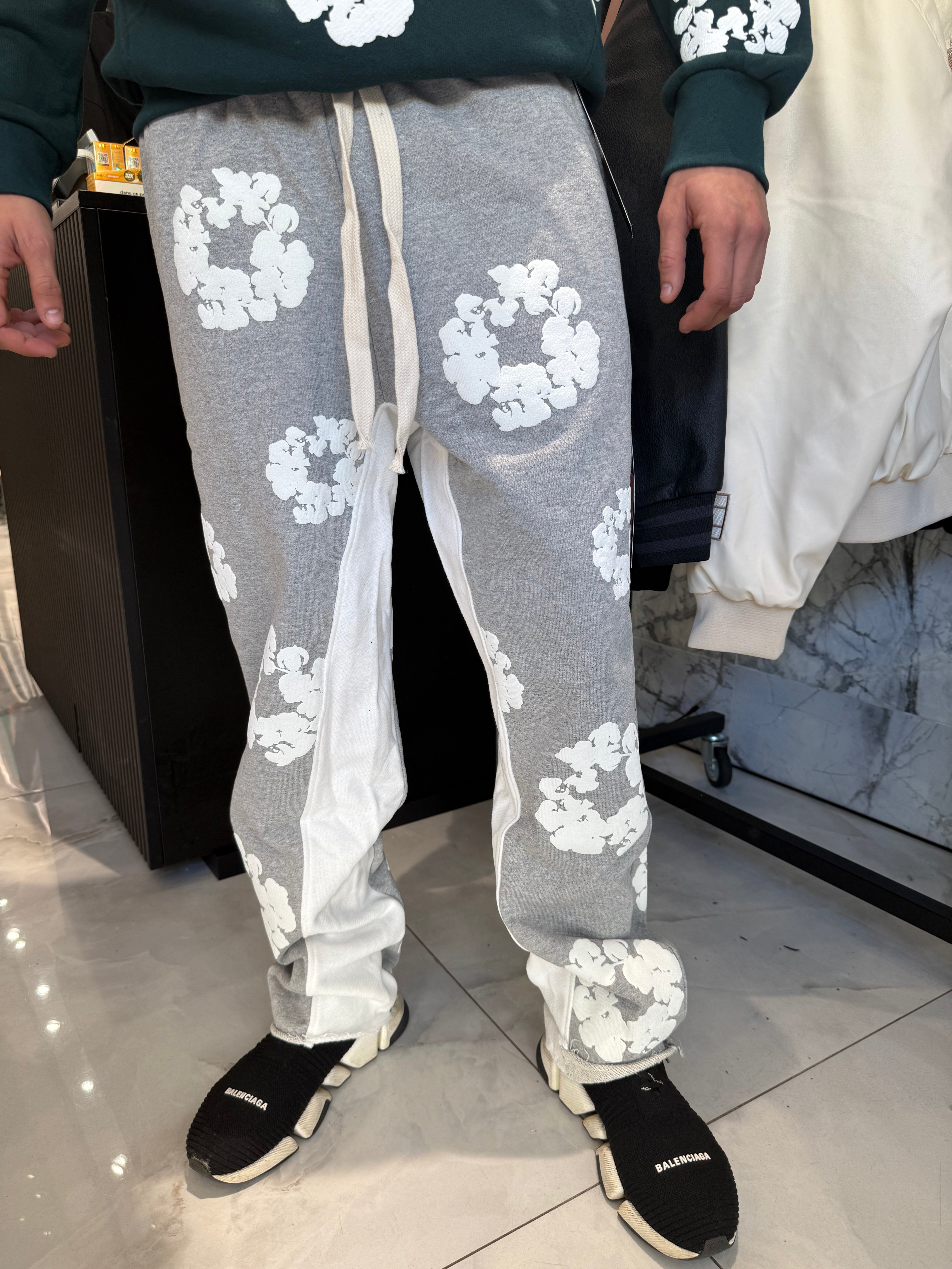 Jogging Flaire gris flower denim