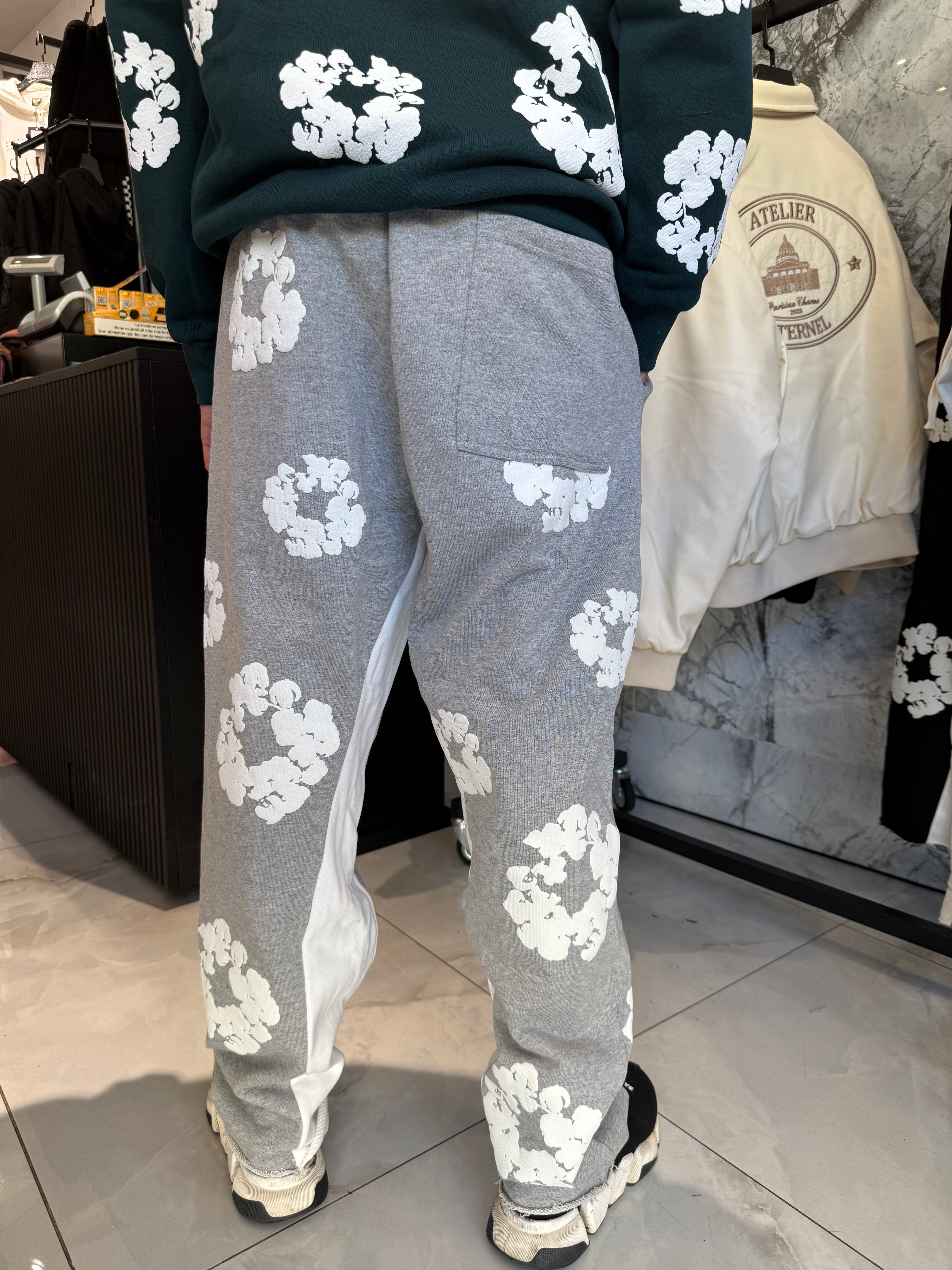 Jogging Flaire gris flower denim