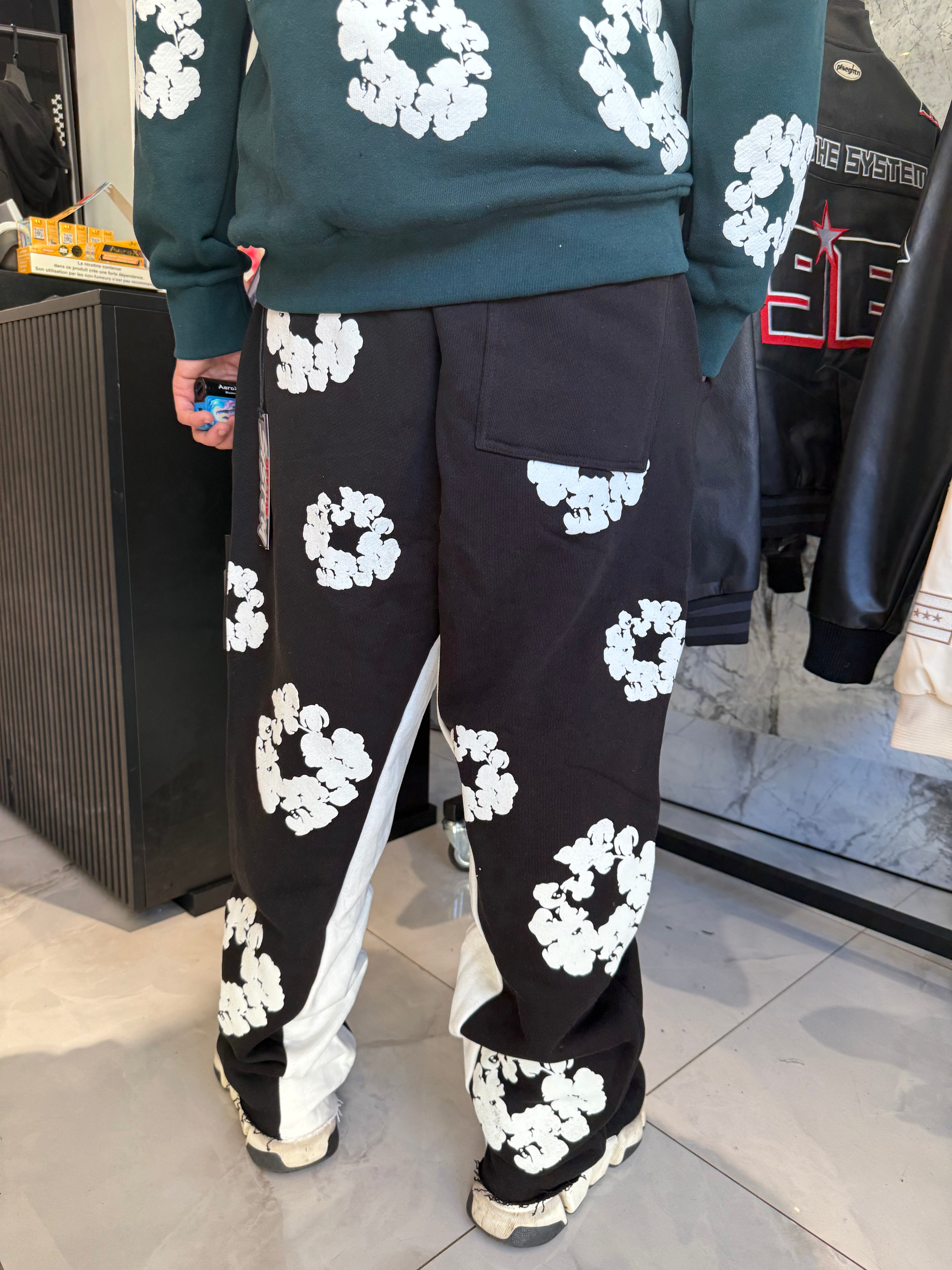 Jogging Flaire denim Flower Noir