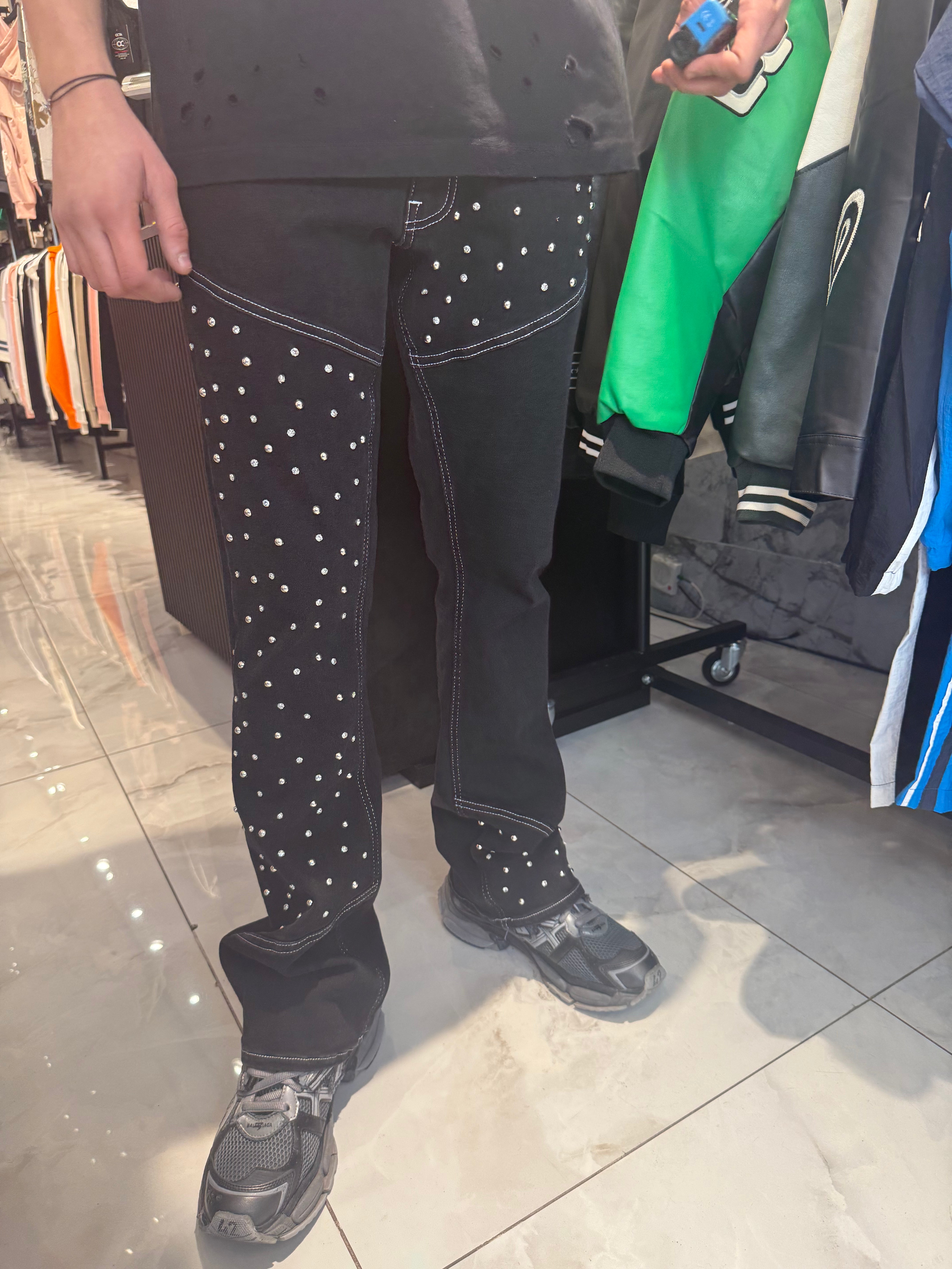 Jeans Strass Og Noir