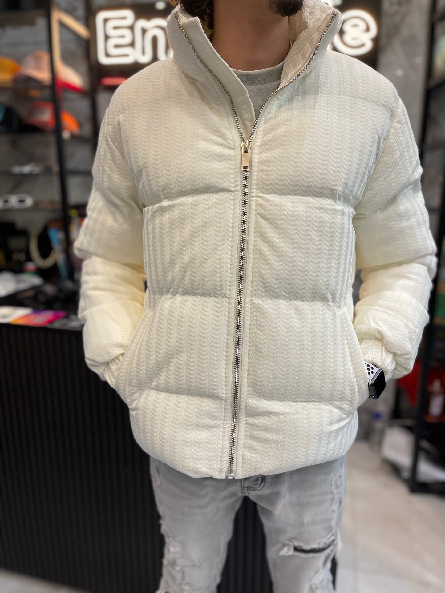 Doundoune Plissé White