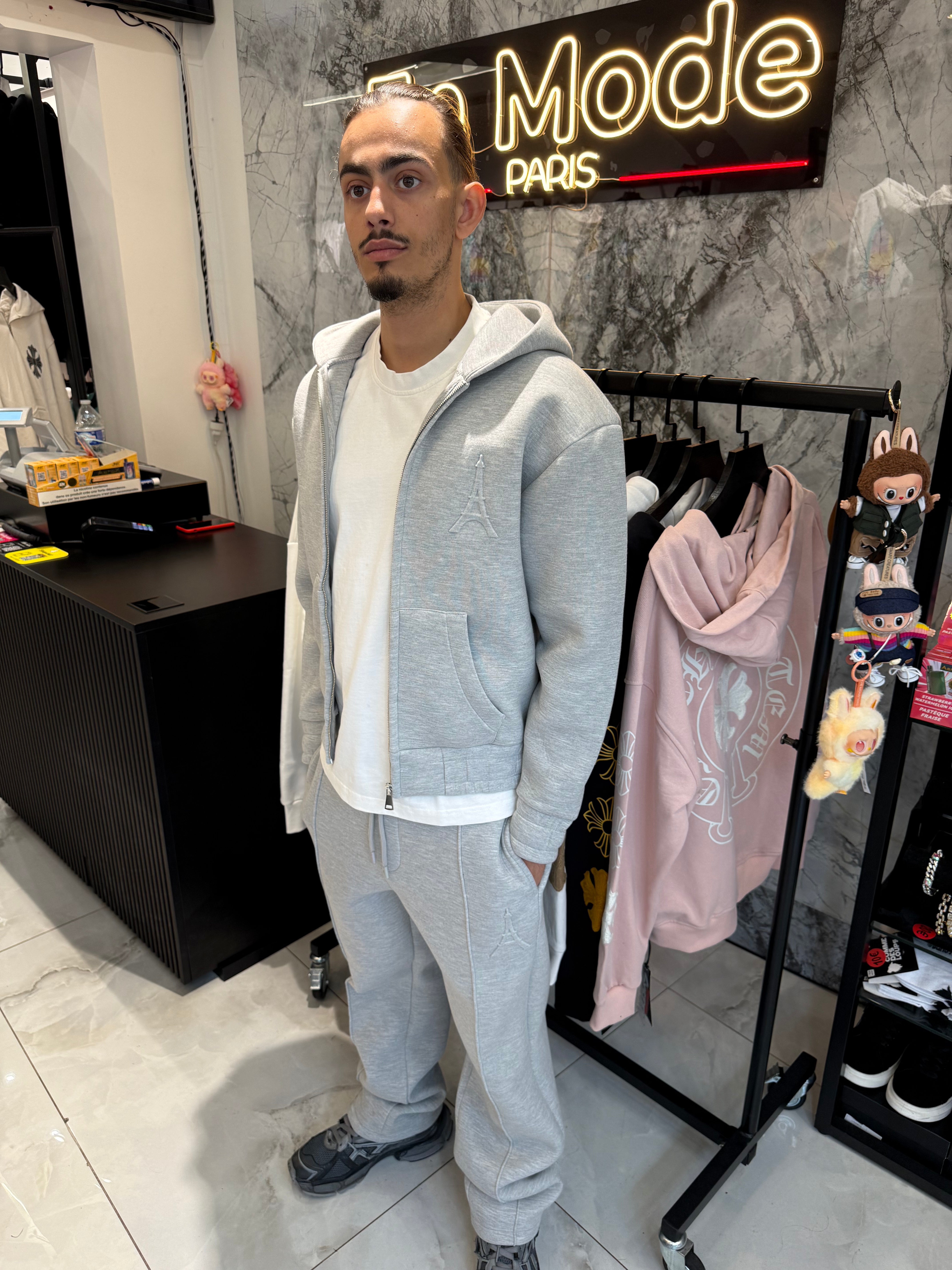 Ensemble Croped Eiffeil Tower Gris