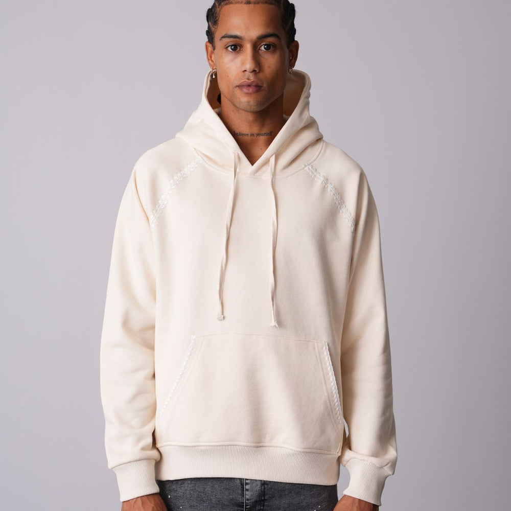 Sweat à Capuche Tricot Beige